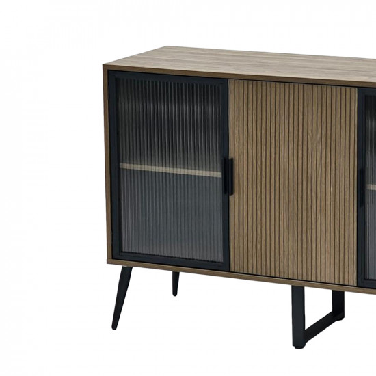 دولاب بوفيه خشب بأبواب أكريلك 120 سم