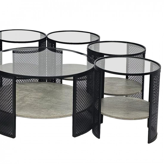 طقم طاولات خدمة 7 قطع 2 دور سطح زجاجي طقم طاولات خدمة 7 قطع 2 دور سطح زجاجي