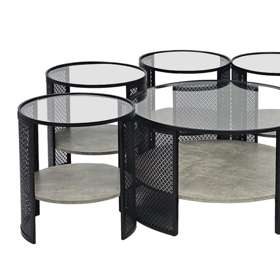 طقم طاولات خدمة 7 قطع 2 دور سطح زجاجي طقم طاولات خدمة 7 قطع 2 دور سطح زجاجي