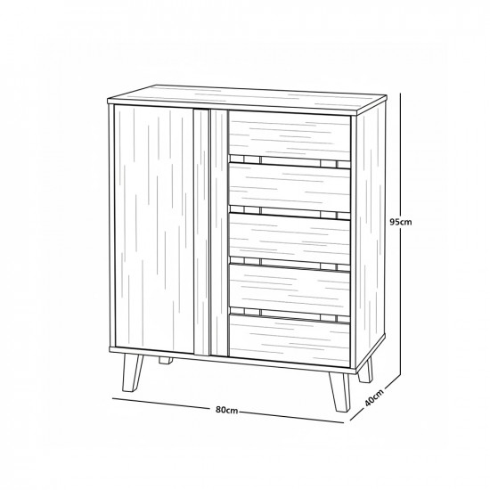 دولاب متعدد الاستخدام خشبي بني 80 سم