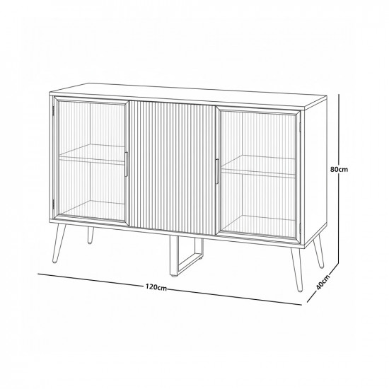 دولاب بوفيه خشب بأبواب أكريلك 120 سم