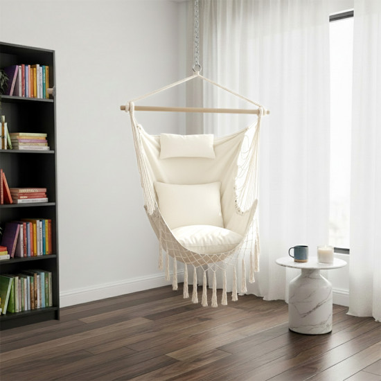 أرجوحة قماشية مع وسائد أوف وايت