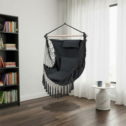 أرجوحة قماشية مع وسائد رمادي غامق