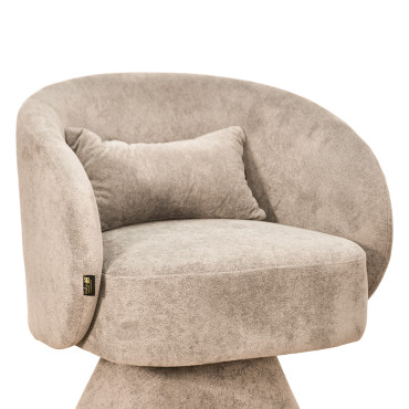 كرسي مفرد دوار فاخر قماشي كافيه