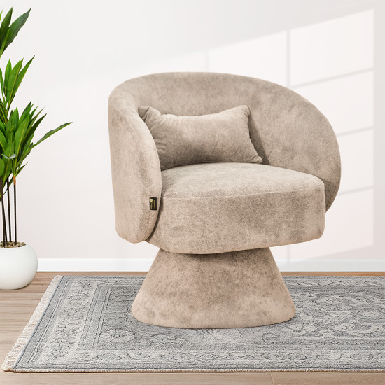 كرسي مفرد دوار فاخر قماشي كافيه