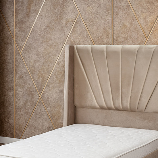 سرير خشبي بتنجيد مخملي عصري 90×190 سم