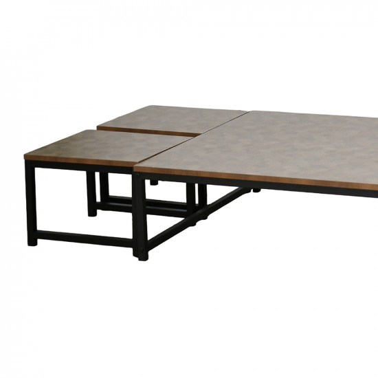 طقم طاولات خدمة 5 قطع خشبي مع قاعدة معدنية