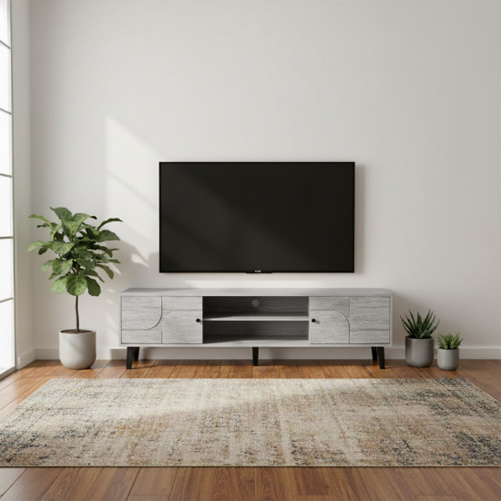 وحدة تلفاز خشبية مودرن رمادي 160 سم