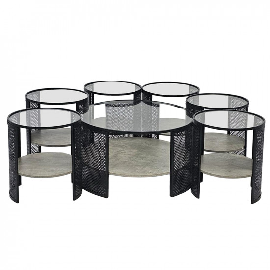 طقم طاولات خدمة 7 قطع 2 دور سطح زجاجي طقم طاولات خدمة 7 قطع 2 دور سطح زجاجي