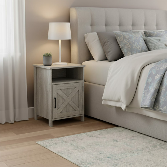 طاولة سرير جانبية خشب رمادي 60×40 سم