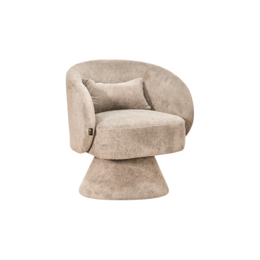 كرسي مفرد دوار فاخر قماشي كافيه