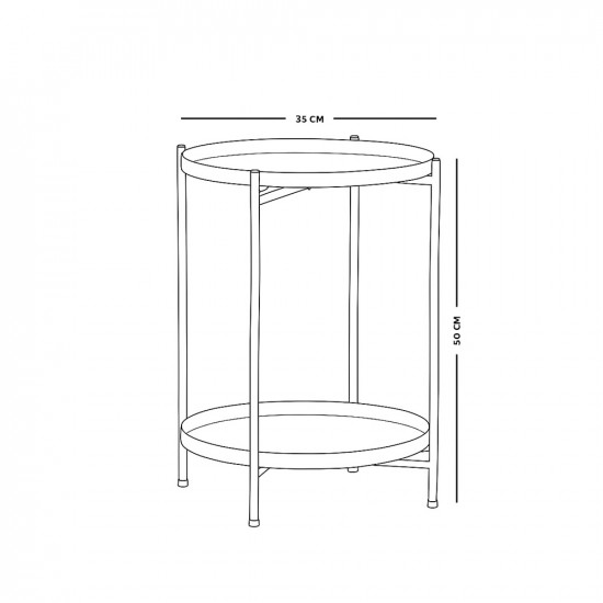 طاولة خدمة مفرد 2 دور معدني أسود