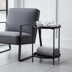 طاولة خدمة مفرد 2 دور معدني أسود