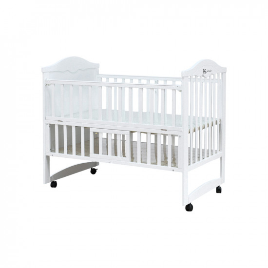 سرير أطفال خشبي بناموسية مع دور تخزين أبيض سرير أطفال خشبي بناموسية مع دور تخزين أبيض