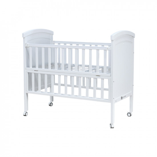 سرير أطفال خشبي بناموسية مع دور تخزين أبيض سرير أطفال خشبي بناموسية مع دور تخزين أبيض