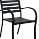 كرسي مفرد خارجي بلاستيك مع هيكل معدني أسود