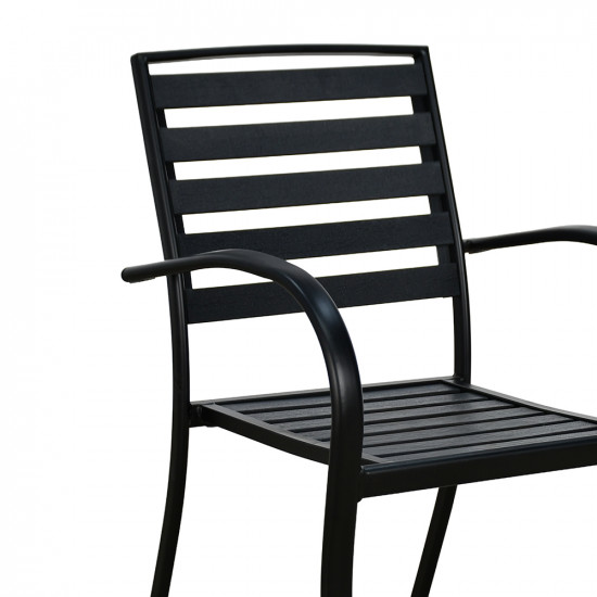 كرسي مفرد خارجي بلاستيك مع هيكل معدني أسود