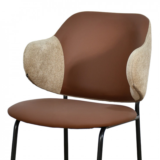 كرسي مفرد مودرن جلد مع أرجل معدنية بني