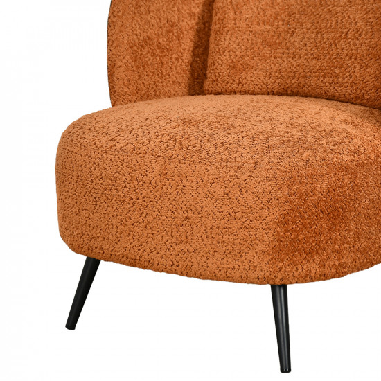 كرسي مفرد فخم مودرن قماش بظهر جلد برتقالي