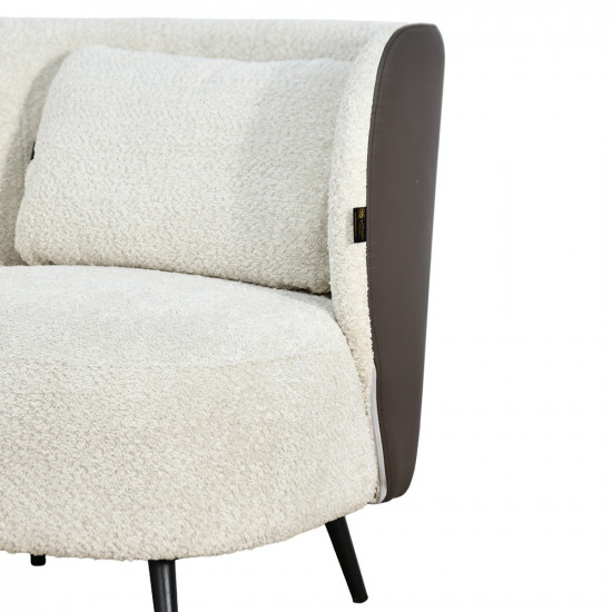 كرسي مفرد فخم مودرن قماش بظهر جلد بيج