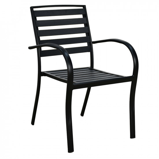كرسي مفرد خارجي بلاستيك مع هيكل معدني أسود