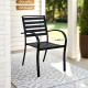 كرسي مفرد خارجي بلاستيك مع هيكل معدني أسود
