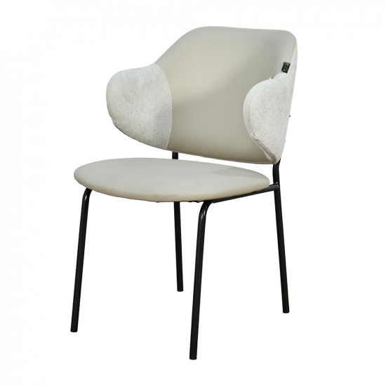 كرسي مفرد مودرن جلد بأرجل معدنية رمادي فاتح