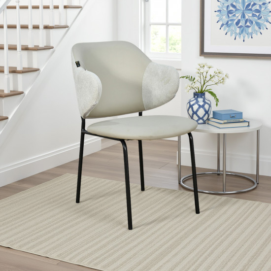 كرسي مفرد مودرن جلد بأرجل معدنية رمادي فاتح