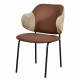 كرسي مفرد مودرن جلد مع أرجل معدنية بني