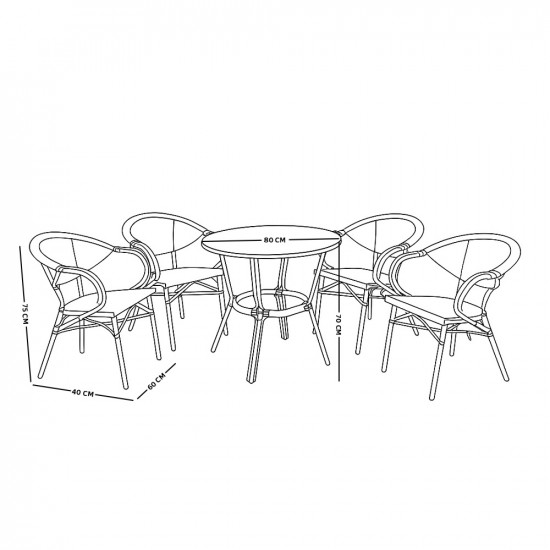 جلسة خارجية 4 مقاعد و طاولة بسطح زجاجي جلسة خارجية 4 مقاعد و طاولة بسطح زجاجي