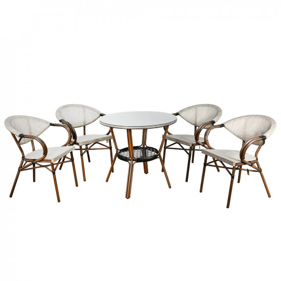 جلسة خارجية 4 مقاعد و طاولة بسطح زجاجي جلسة خارجية 4 مقاعد و طاولة بسطح زجاجي