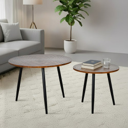 طقم طاولات خدمة 2 قطعة خشب بني