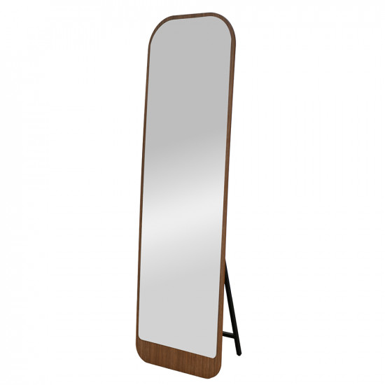 مرآة استاند معدن بإطار خشبي عصري بني