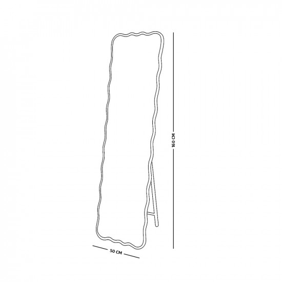 مرآة استاند معدن بإطار خشبي عصري