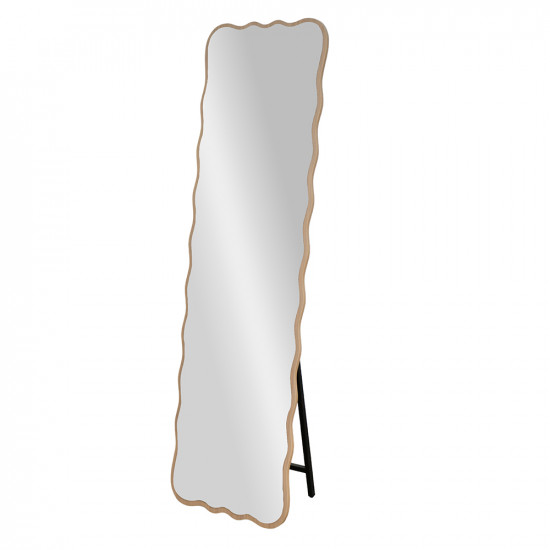 مرآة استاند معدن بإطار خشبي عصري