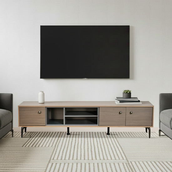 وحدة تلفاز مودرن خشبية 180 سم