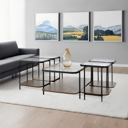 طقم طاولات خدمة 5 قطع 2 دور سطح زجاجي طقم طاولات خدمة 5 قطع 2 دور سطح زجاجي