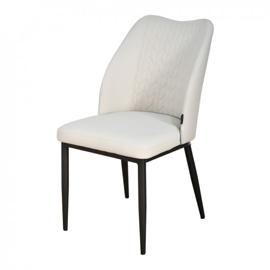 كرسي مفرد مودرن جلد بارجل معدنية رمادي