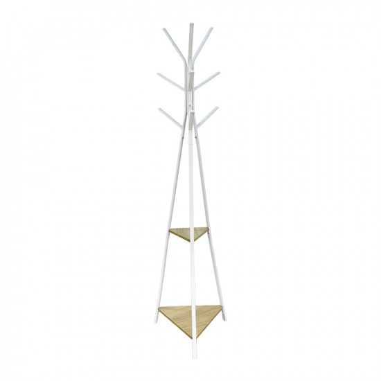 علاقة ملابس معدن برفوف خشبية مودرن أبيض