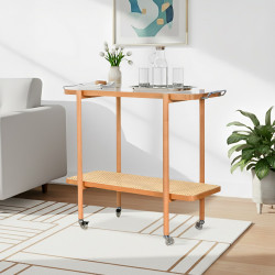 عربة تقديم مودرن خشب 2 دور بسطح زجاجي عربة تقديم مودرن خشب 2 دور بسطح زجاجي