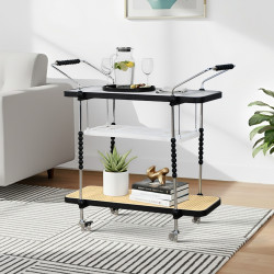 عربة تقديم 3 دور مودرن بسطح زجاجي