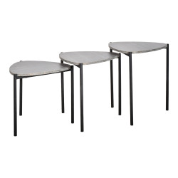 طقم طاولات خدمة 3 قطع خشب بأرجل معدنية رمادي طقم طاولات خدمة 3 قطع خشب بأرجل معدنية رمادي