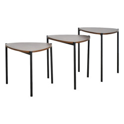 طقم طاولات خدمة 3 قطع خشب بأرجل معدنية بني طقم طاولات خدمة 3 قطع خشب بأرجل معدنية بني