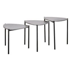 طقم طاولات خدمة 3 قطع خشب بأرجل معدنية رمادي طقم طاولات خدمة 3 قطع خشب بأرجل معدنية رمادي