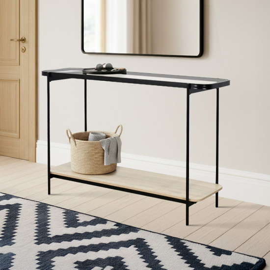 مدخل استقبال 2 دور خشب بسطح زجاجي 120 سم