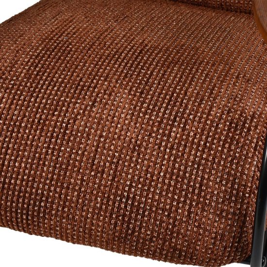 كرسي مفرد استرخاء بتنجيد محبوك وأذرع خشبية بني كرسي مفرد استرخاء بتنجيد محبوك وأذرع خشبية بني