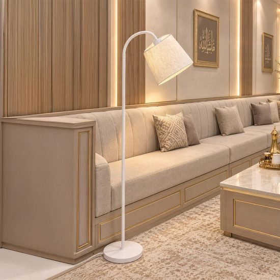 أباجورة أرضية استاند تصميم عصري باللون الأبيض