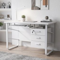مكتب من الخشب والمعدن أبيض 120×60 سم مكتب من الخشب والمعدن أبيض 120×60 سم