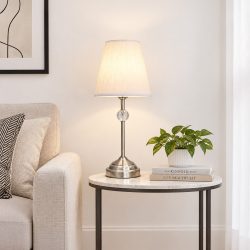 أباجورة طاولة معدنية تصميم أنيق - فضي