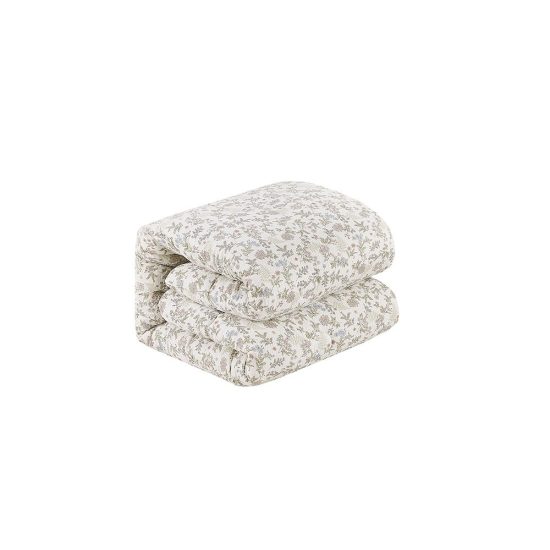 مفرش سرير ديڤا نفرين 7 قطع صيفي بطبعة زهور هادئة أخضر فاتح
